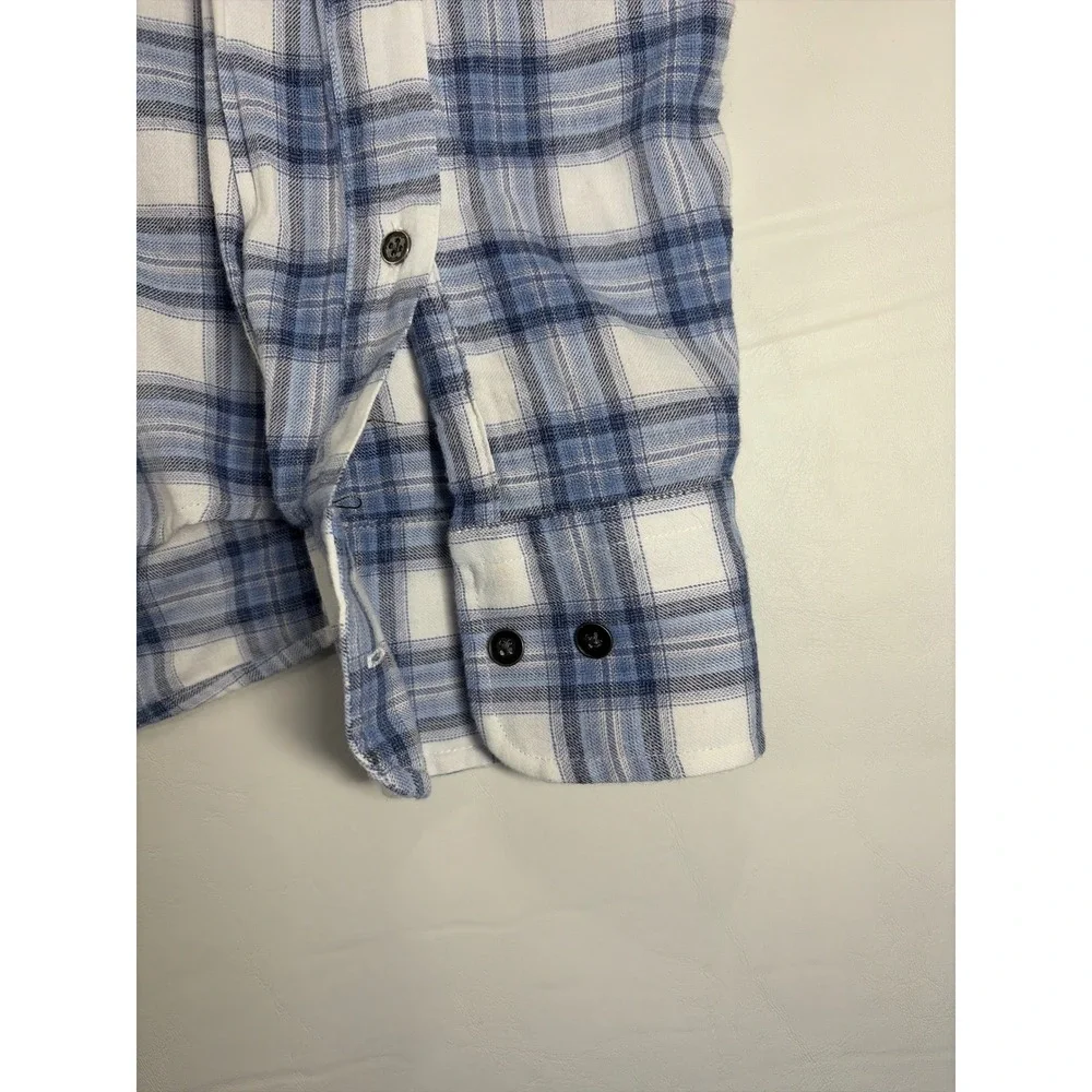 Peter Millar Mens Blue Plaid Cotton Button Down Shirt Large Long Sleeve Preppy